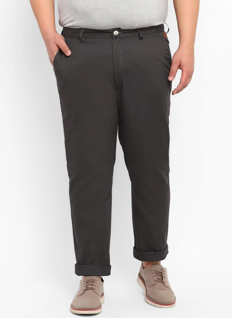 Urbano Fashion  Urbano Plus Men's Grey Cotton Regular Fit Casual Chinos Trousers for Men | Best Price UAE